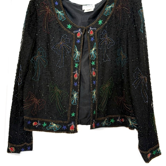 Vintage Beaded Holiday Jacket Size XL - Picture 1 of 7